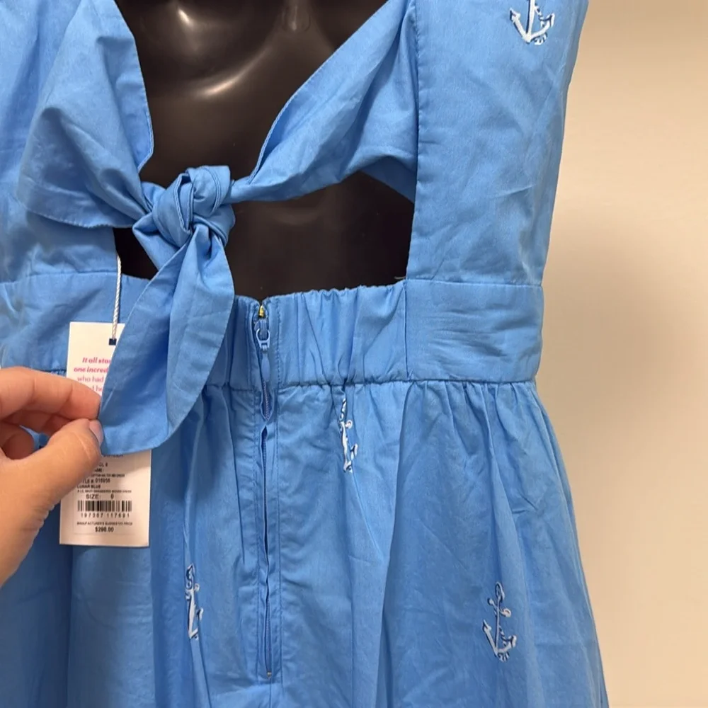 Lilly Pulitzer Charlese Cotton Halter Midi Dress Lunar Blue Womens Size 0 - Picture 8 of 15